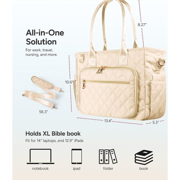 Large Bible Bag with Bible Cover Case for Women, Church Bag with shoulder strap, - Picture 7 of 8